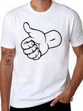 Thumbs Up Graphic Print Crew Neck T-Shirt