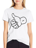 Thumbs Up Graphic Print Crew Neck T-Shirt