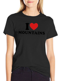 I Heart Mountains Black Graphic T-Shirt
