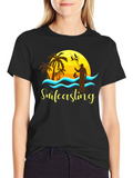 Surfcasting T-Shirt: Fishing Sunset Scene