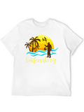 Surfcasting T-Shirt: Fishing Sunset Scene