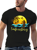 Surfcasting T-Shirt: Fishing Sunset Scene