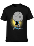 Astronaut Lifting Moon Graphic T-Shirt
