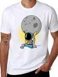 Astronaut Lifting Moon Graphic T-Shirt