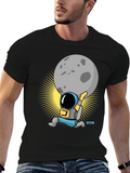 Astronaut Lifting Moon Graphic T-Shirt