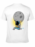 Astronaut Lifting Moon Graphic T-Shirt