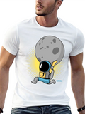 Astronaut Lifting Moon Graphic T-Shirt