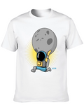 Astronaut Lifting Moon Graphic T-Shirt