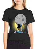 Astronaut Lifting Moon Graphic T-Shirt