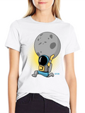 Astronaut Lifting Moon Graphic T-Shirt