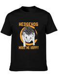 Hedgehog Make Me Happy Black Graphic Tee