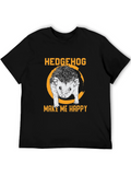 Hedgehog Make Me Happy Black Graphic Tee