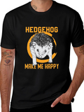 Hedgehog Make Me Happy Black Graphic Tee