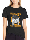 Hedgehog Make Me Happy Black Graphic Tee