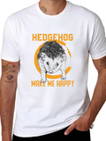 Hedgehog Make Me Happy Black Graphic Tee