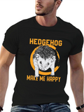 Hedgehog Make Me Happy Black Graphic Tee