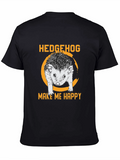 Hedgehog Make Me Happy Black Graphic Tee