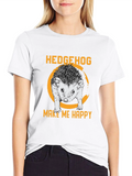 Hedgehog Make Me Happy Black Graphic Tee