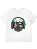 Funny Sheep Headphones Black T-Shirt
