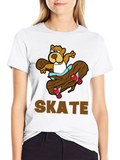 Skateboarding Beaver T-Shirt - Fun Graphic Tee