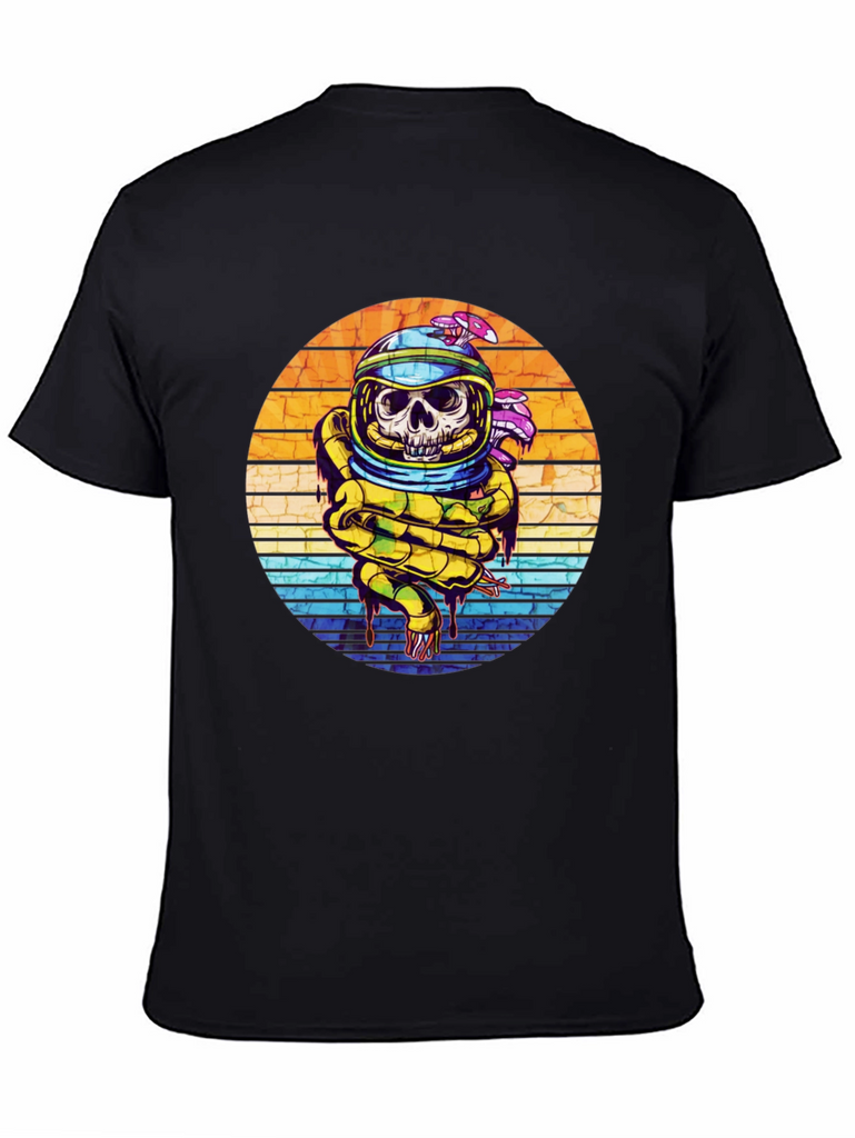 Astronaut Skull Graphic Tee - Retro Sunset
