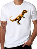 Geometric Dinosaur Graphic T-Shirt - Black