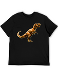 Geometric Dinosaur Graphic T-Shirt - Black