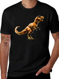 Geometric Dinosaur Graphic T-Shirt - Black
