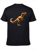 Geometric Dinosaur Graphic T-Shirt - Black