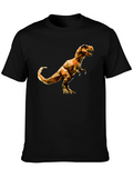 Geometric Dinosaur Graphic T-Shirt - Black