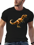 Geometric Dinosaur Graphic T-Shirt - Black