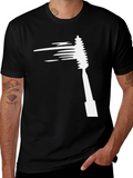 Mens Black T-Shirt with Mascara Brush Graphic