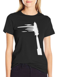 Mens Black T-Shirt with Mascara Brush Graphic