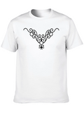 Black T-Shirt with Ornate Scroll Design