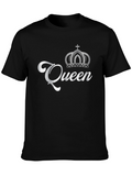 Queen Crown Graphic T-Shirt - Black Cotton Tee