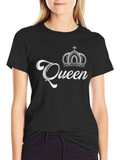 Queen Crown Graphic T-Shirt - Black Cotton Tee