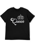 Queen Crown Graphic T-Shirt - Black Cotton Tee