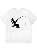 Fisherman Silhouette Graphic Tee - Relaxed Style