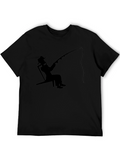 Fisherman Silhouette Graphic Tee - Relaxed Style