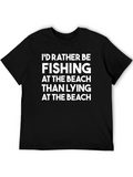 Fishing Over Beach T-Shirt - Mens Funny Graphic Tee