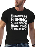 Fishing Over Beach T-Shirt - Mens Funny Graphic Tee