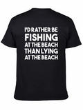 Fishing Over Beach T-Shirt - Mens Funny Graphic Tee