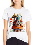 Whimsical House Graphic Tee - Fantasy Style