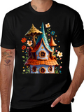 Whimsical House Graphic Tee - Fantasy Style