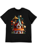 Whimsical House Graphic Tee - Fantasy Style