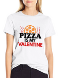 Pizza Is My Valentine Black T-Shirt