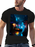 Cyberpunk Car T-Shirt - Neon Cityscape Graphic Tee