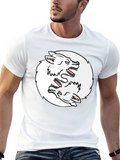 Yin Yang Wolves Graphic Tee - Black Cotton T-Shirt