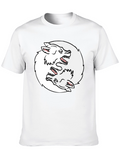 Yin Yang Wolves Graphic Tee - Black Cotton T-Shirt