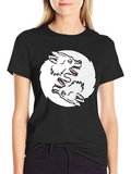 Yin Yang Wolves Graphic Tee - Black Cotton T-Shirt
